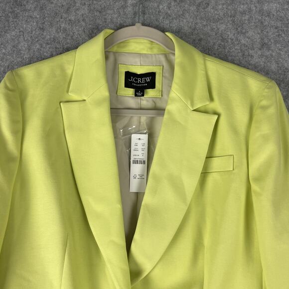 J Crew Cropped Drapey Twill Blazer Womens 6 Light Kiwi Stretch Preppy Career NEW - Picture 2 of 16